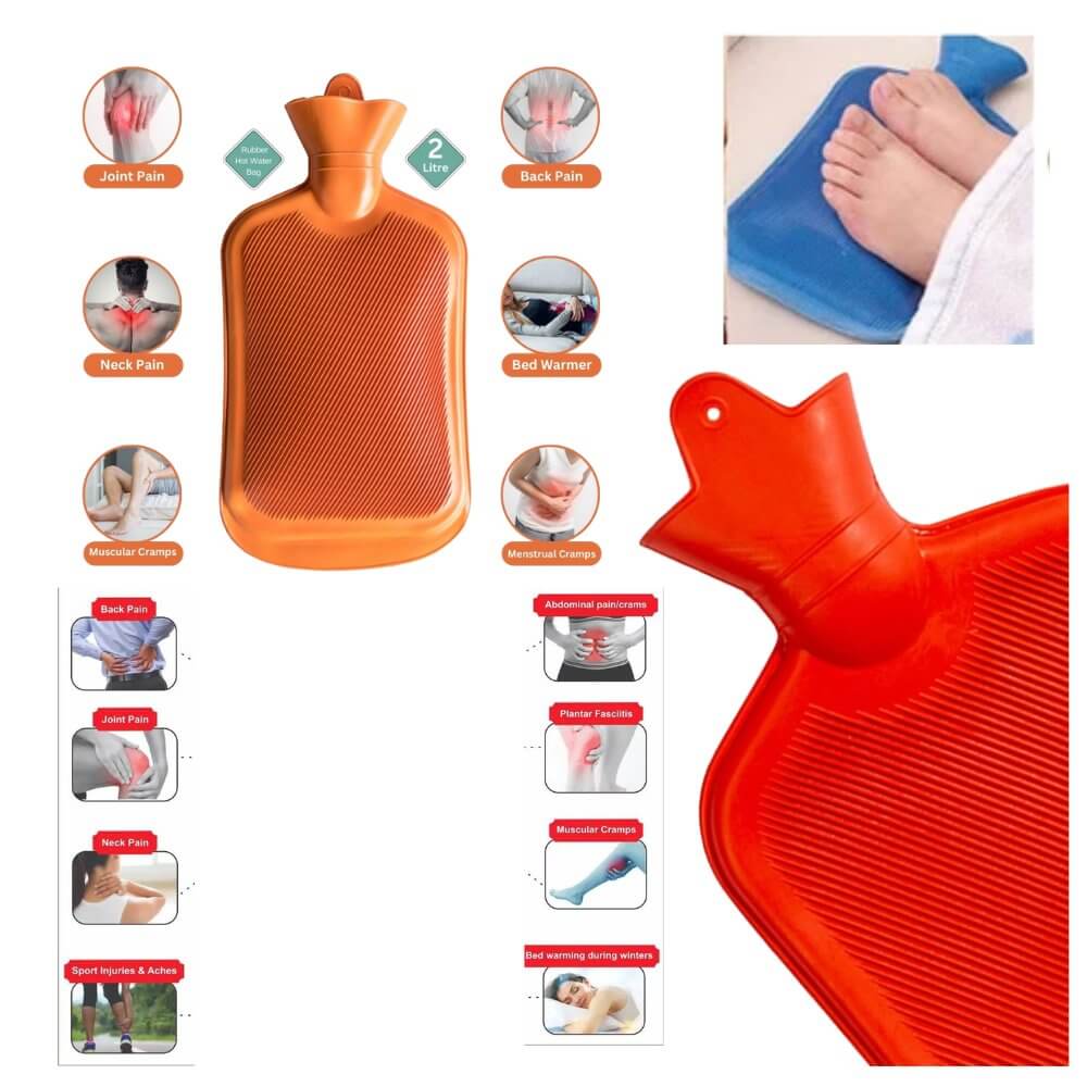 Buy 2 Litre Rubber Hot Water Bag for Pain Relief, Period Cramps & Back Pain | HealthAim.com - HEALTH AIM PHARMACY