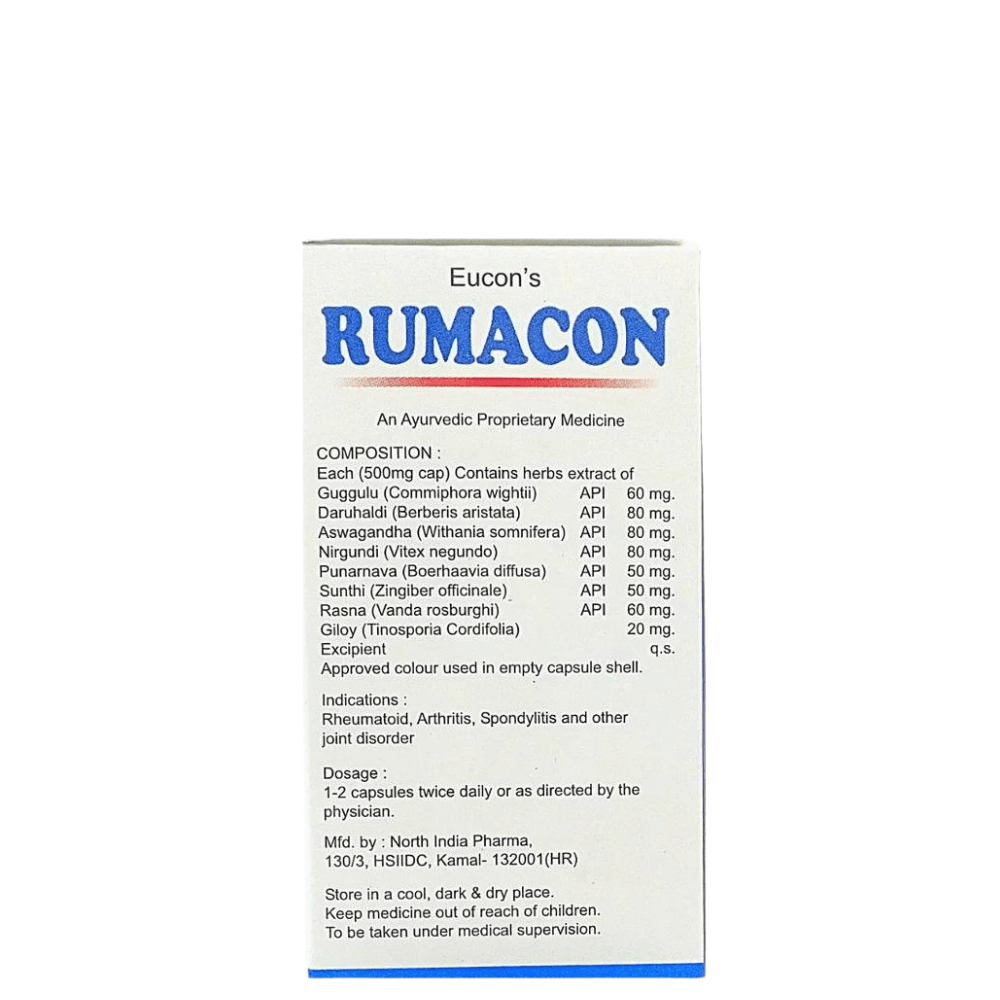 Buy Ayurvedic Eucon`s Rumacon Capsule For Arthritis (Pack of 3) - HEALTH AIM PHARMACY