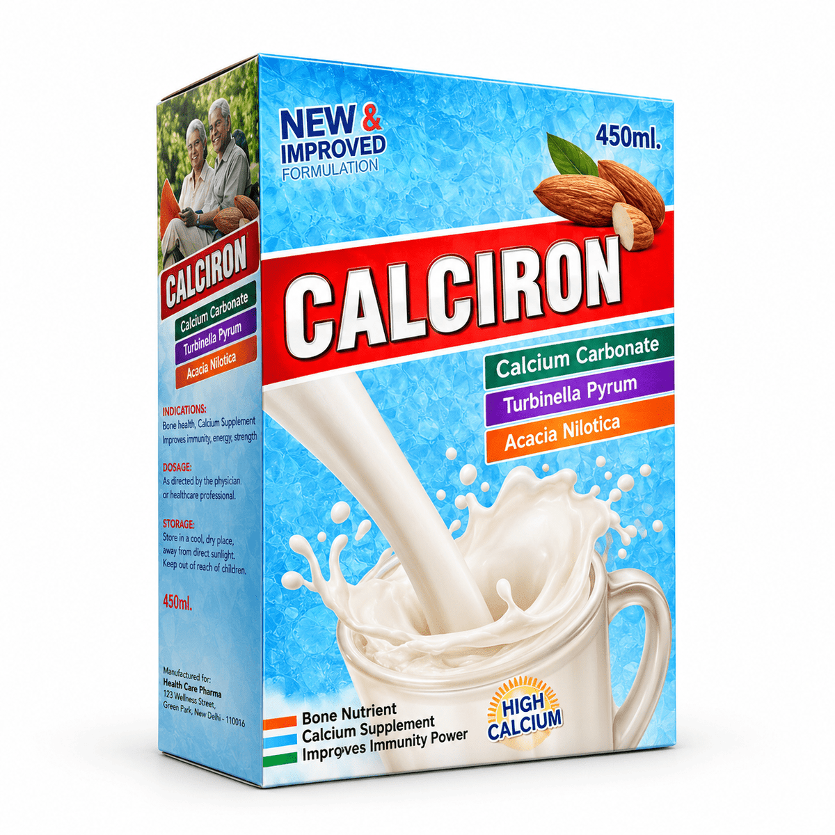 Calciron Syrup 450ml | Ayurvedic Bone Nutrition Supplement (Pack of 2) - HEALTH AIM PHARMACY