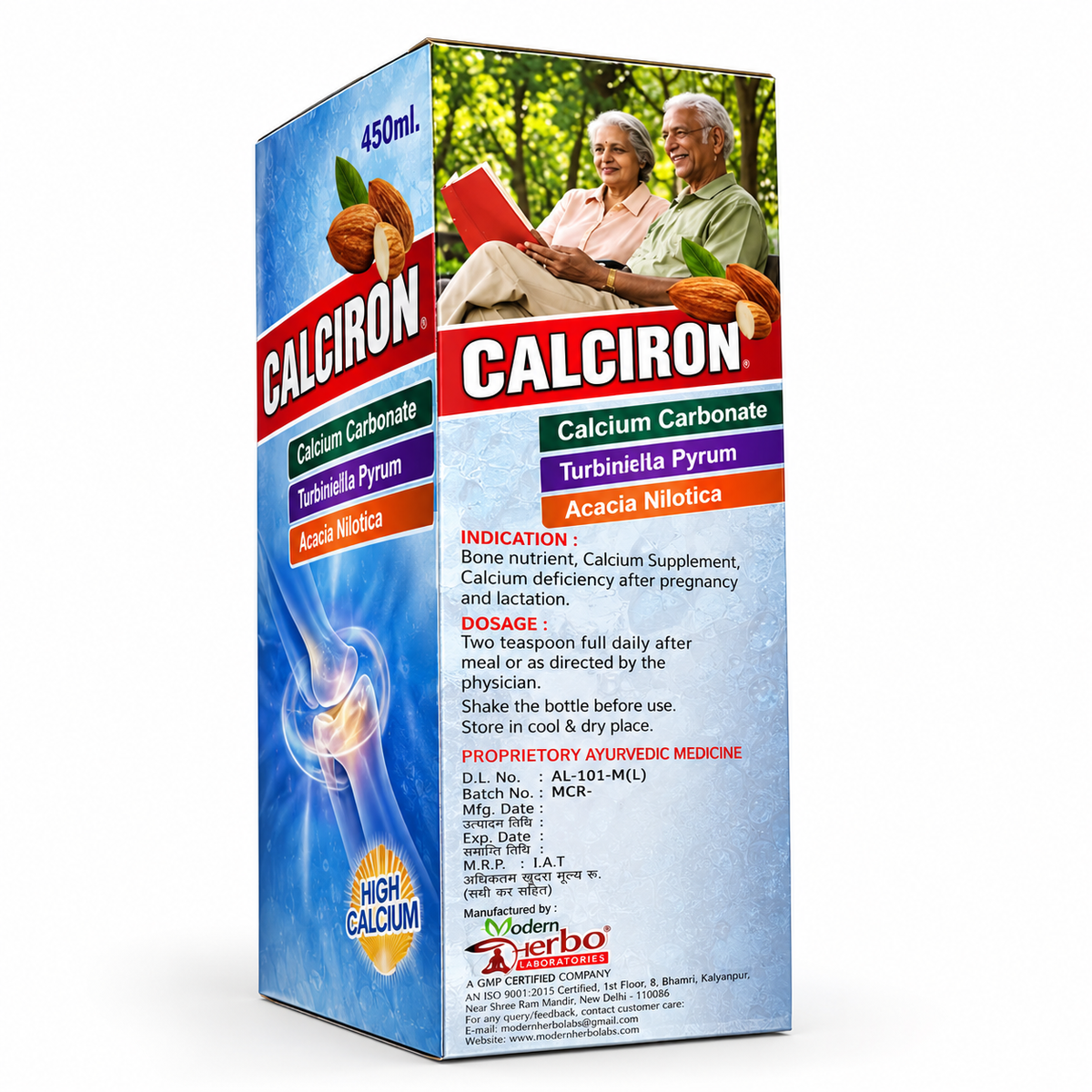 Calciron Syrup 450ml | Ayurvedic Bone Nutrition Supplement (Pack of 2) - HEALTH AIM PHARMACY
