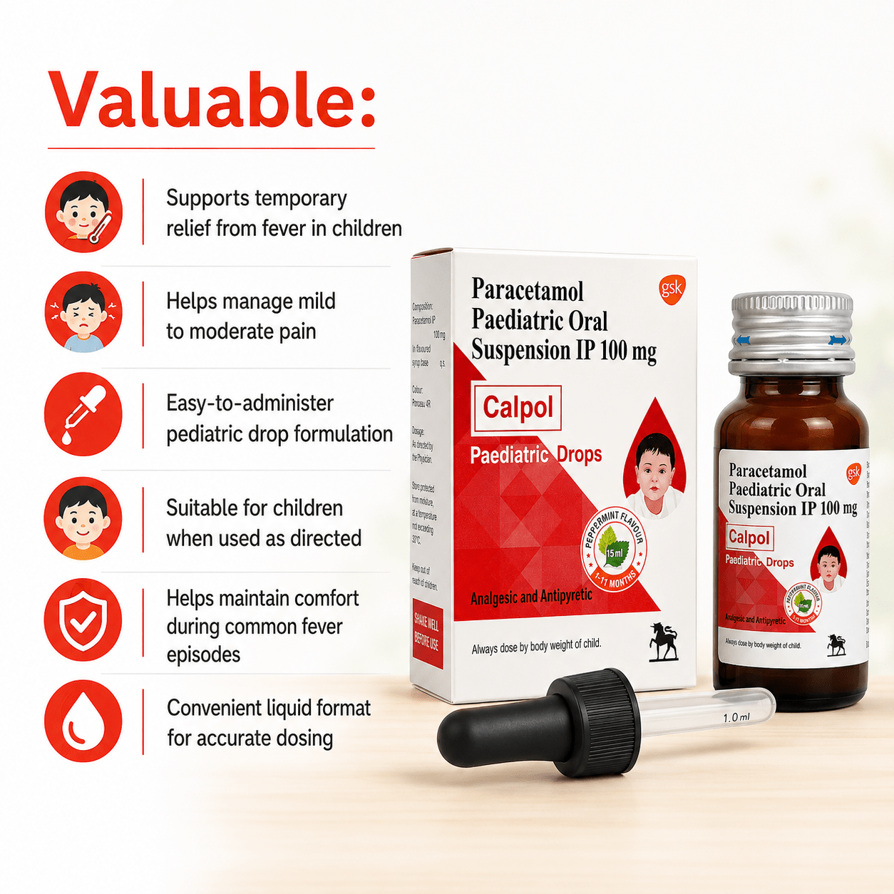 CALPOL PAEDIATRIC DROPS 100 ML - HEALTH AIM PHARMACY