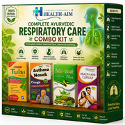 Complete Ayurvedic Respiratory Care Combo Kit: Tulsi - Vasak Plus Syrup,Health - Aim Capsule,Tulsi Drops & Asthama Nasak Powder Combo | 100gm + 100ml + 30ml + 50Caps - HEALTH AIM PHARMACY