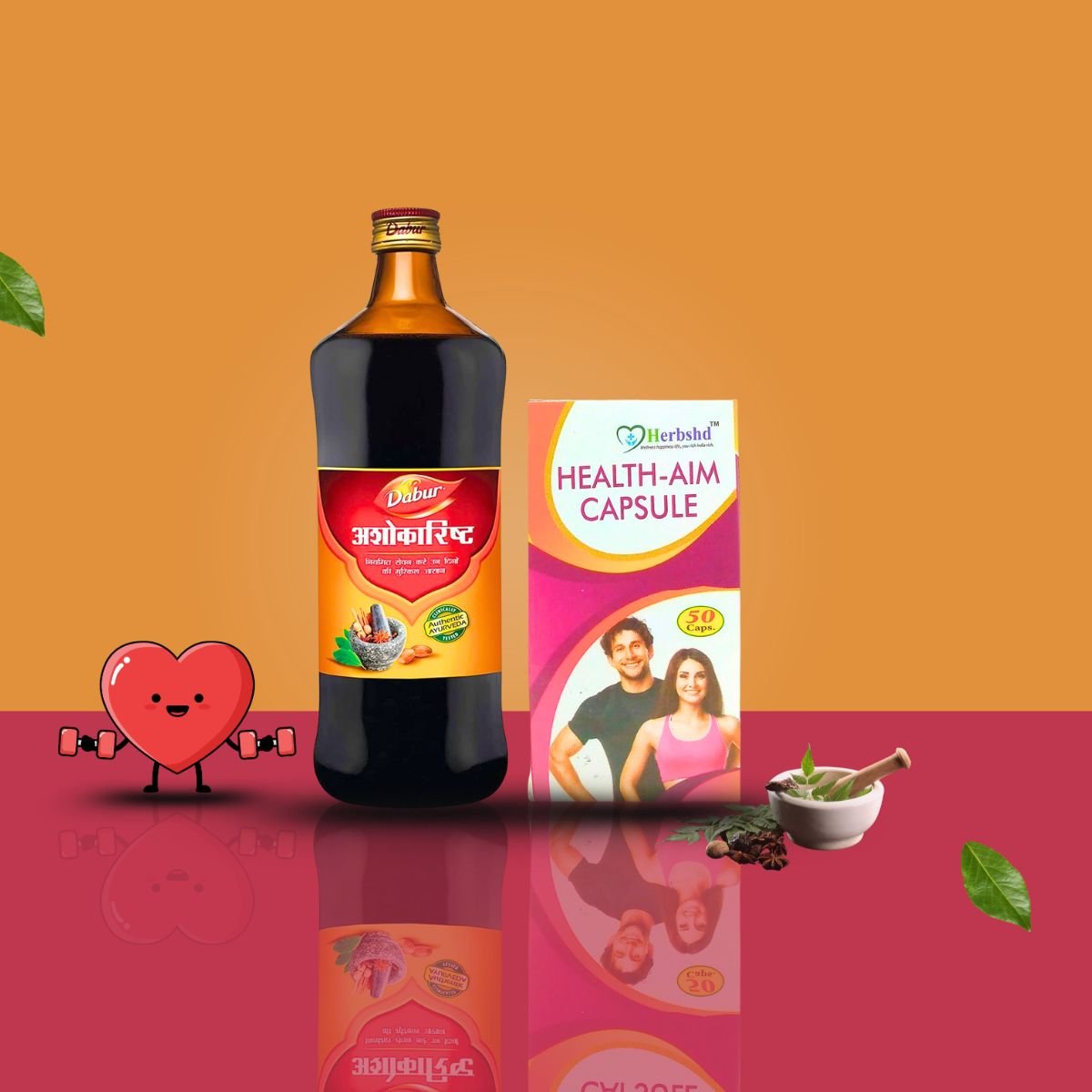 Dabur Ashokarishta Tonic & Health Aim Capsule | 450ml + 50 Cap | Combo Pack - HEALTH AIM PHARMACY