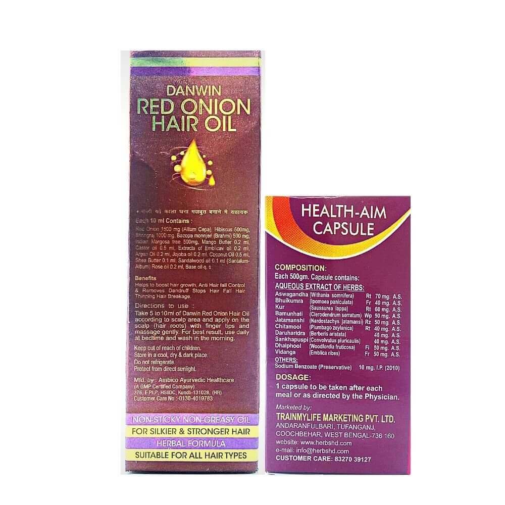 Danwin Red Onion Hair Oil & Health Aim Capsule(combo) - HEALTH AIM PHARMACY
