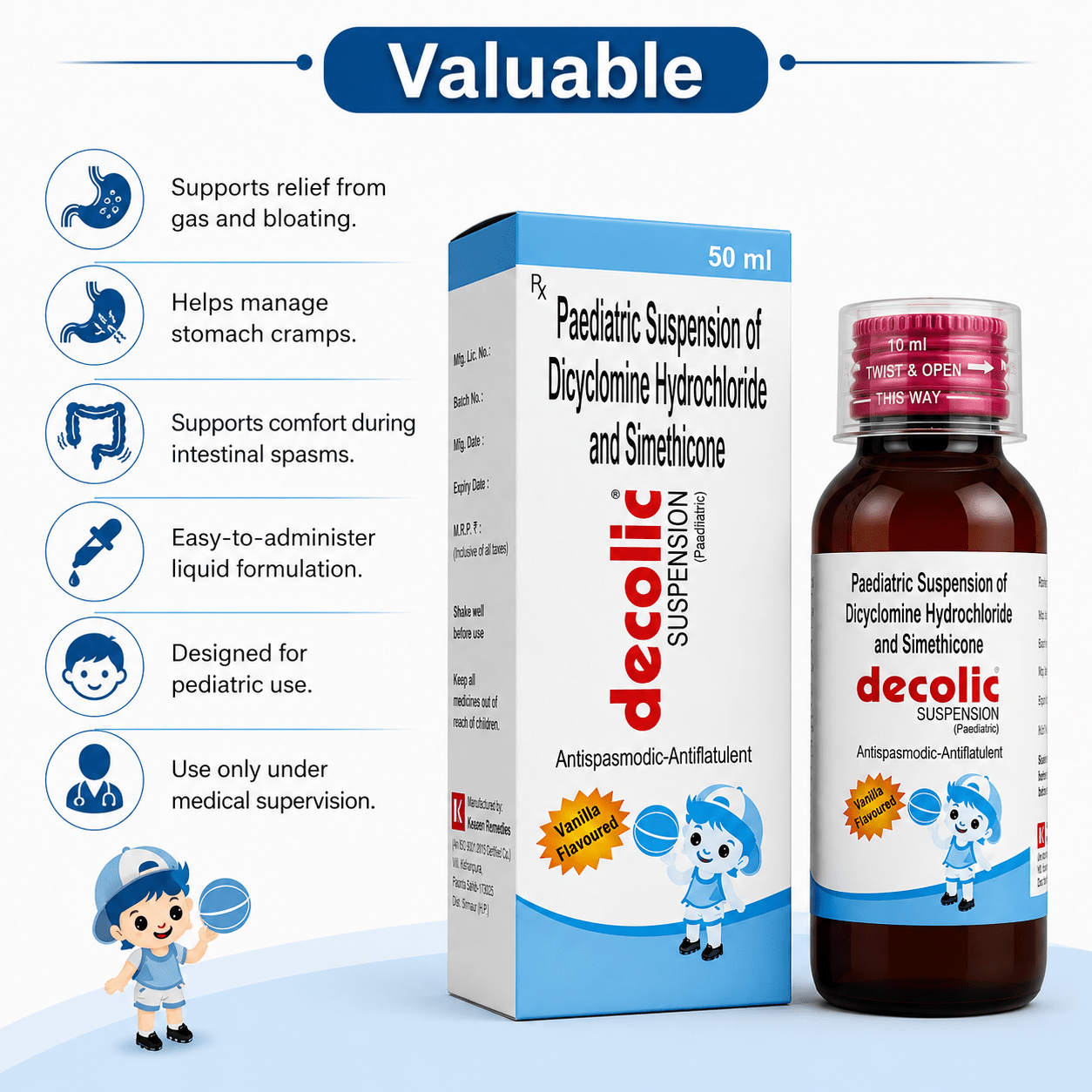 decoLIC Oral Suspension Vanilla 50ml - HEALTH AIM PHARMACY