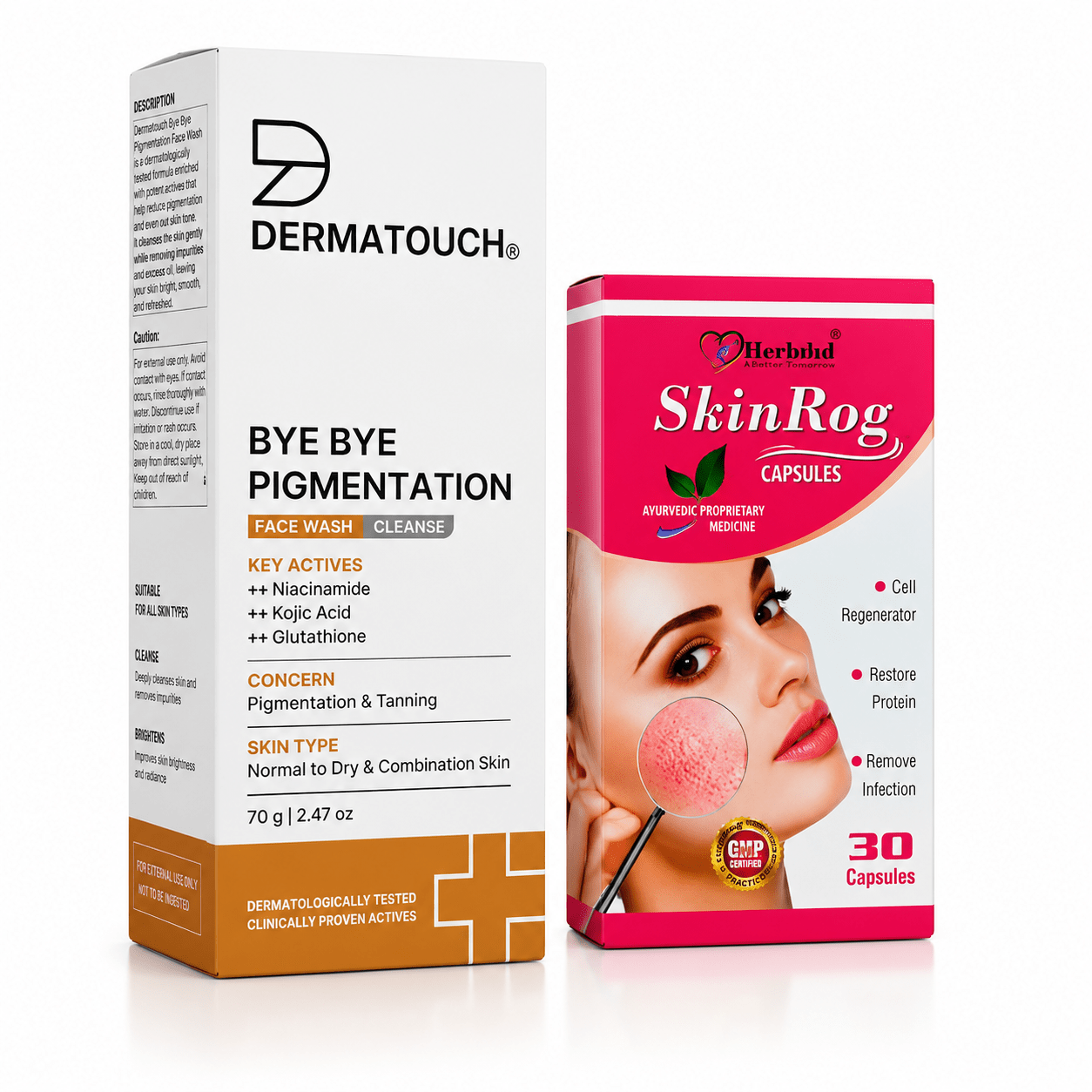 Dermatouch Pigmentation Face Wash & Ayurvedic SkinRog Capsule Combo - 70g + 30 Cap - HEALTH AIM PHARMACY