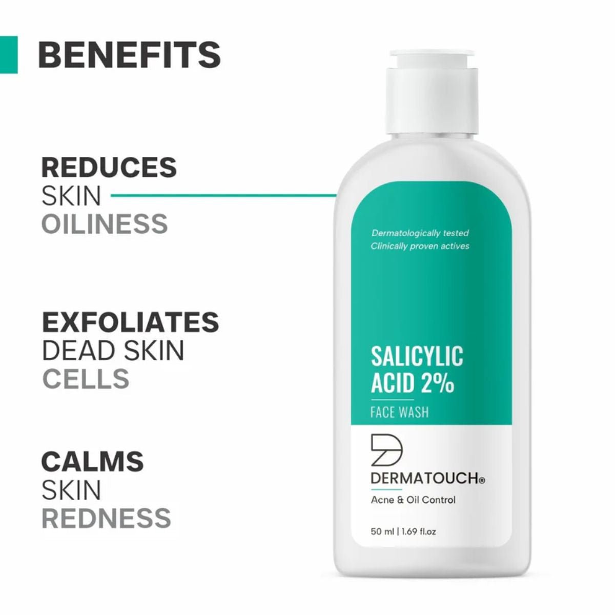 DERMATOUCH Salicylic Acid 2% Face Wash 100ml | Pack of 2 - HEALTH AIM PHARMACY