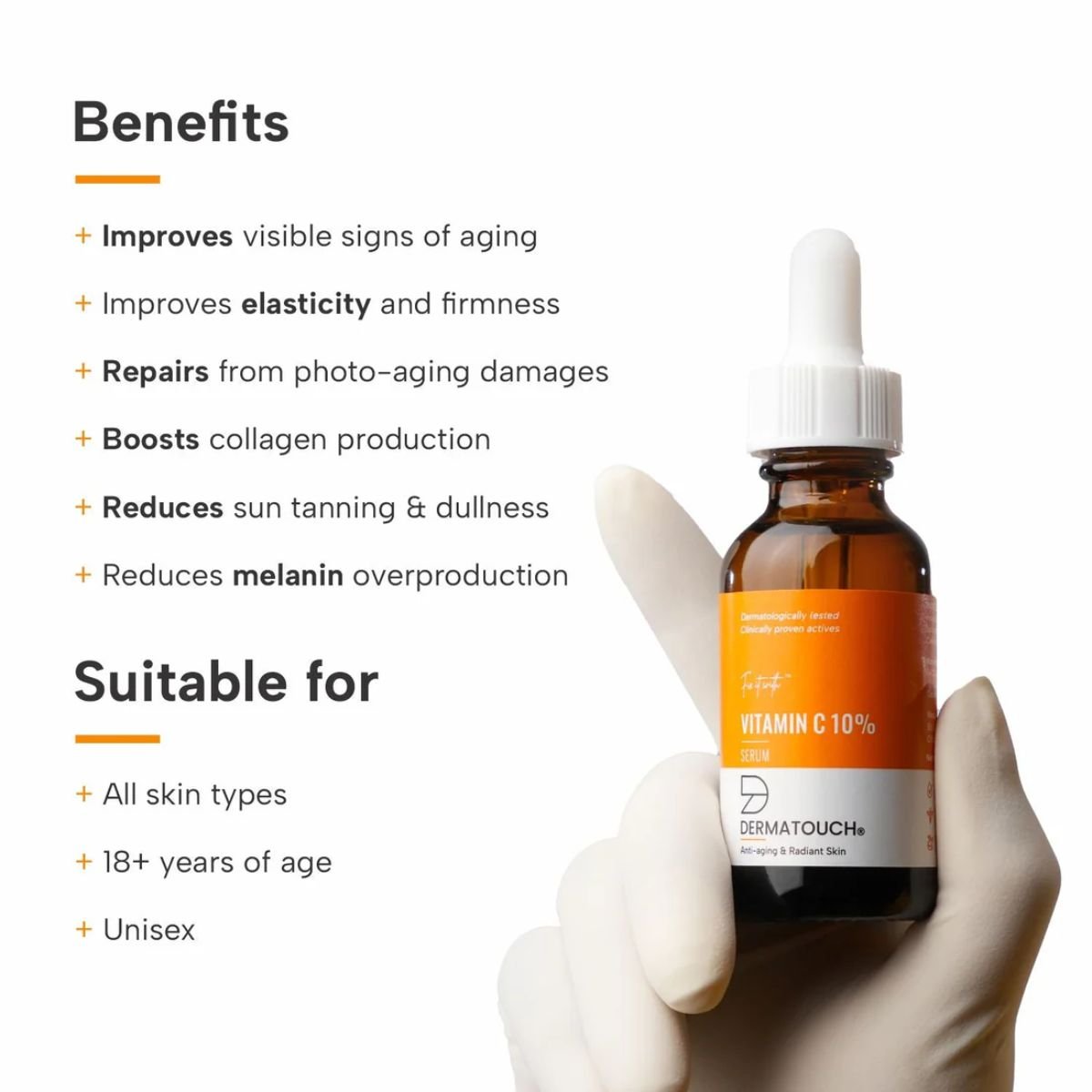 DERMATOUCH Vitamin C 10% Serum | Anti-aging & Radiant Skin | All Skin Types | Men & Women | 30ML - HEALTH AIM PHARMACY
