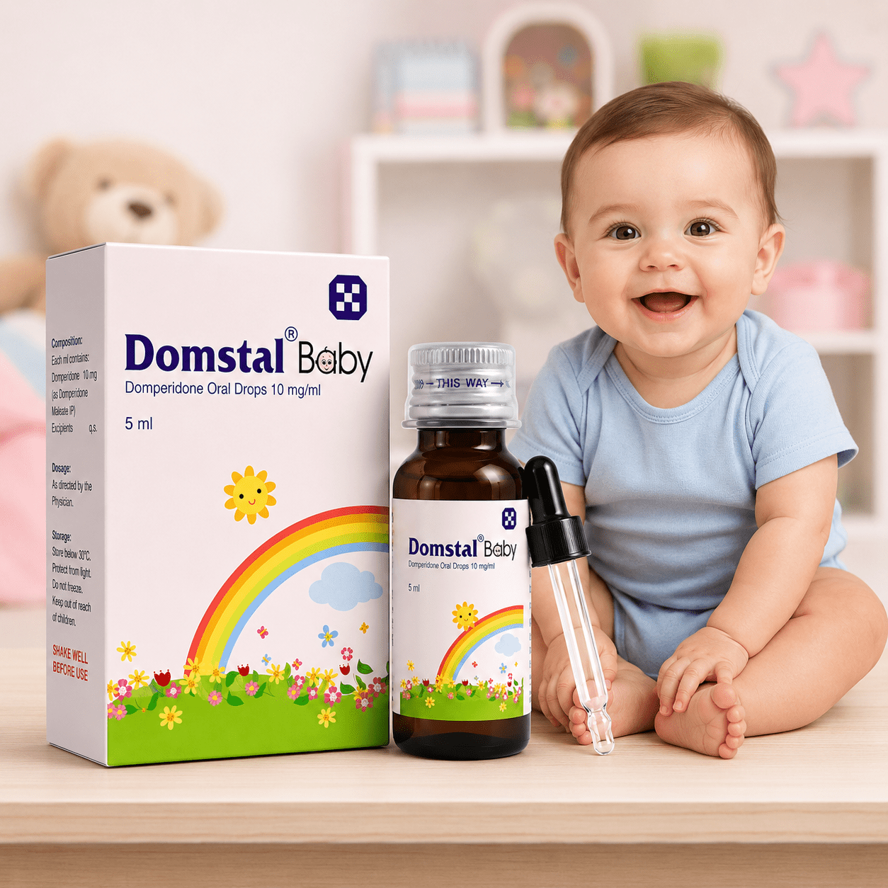 Domstal Baby Oral Drops Delicious Strawberry 5 ml Oral Drops - HEALTH AIM PHARMACY