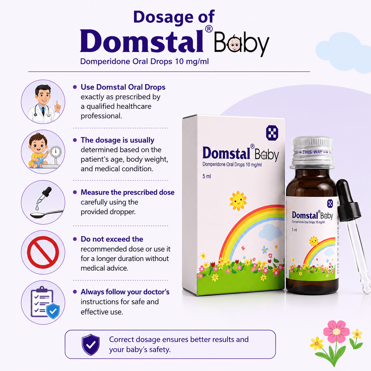 Domstal Baby Oral Drops Delicious Strawberry 5 ml Oral Drops - HEALTH AIM PHARMACY