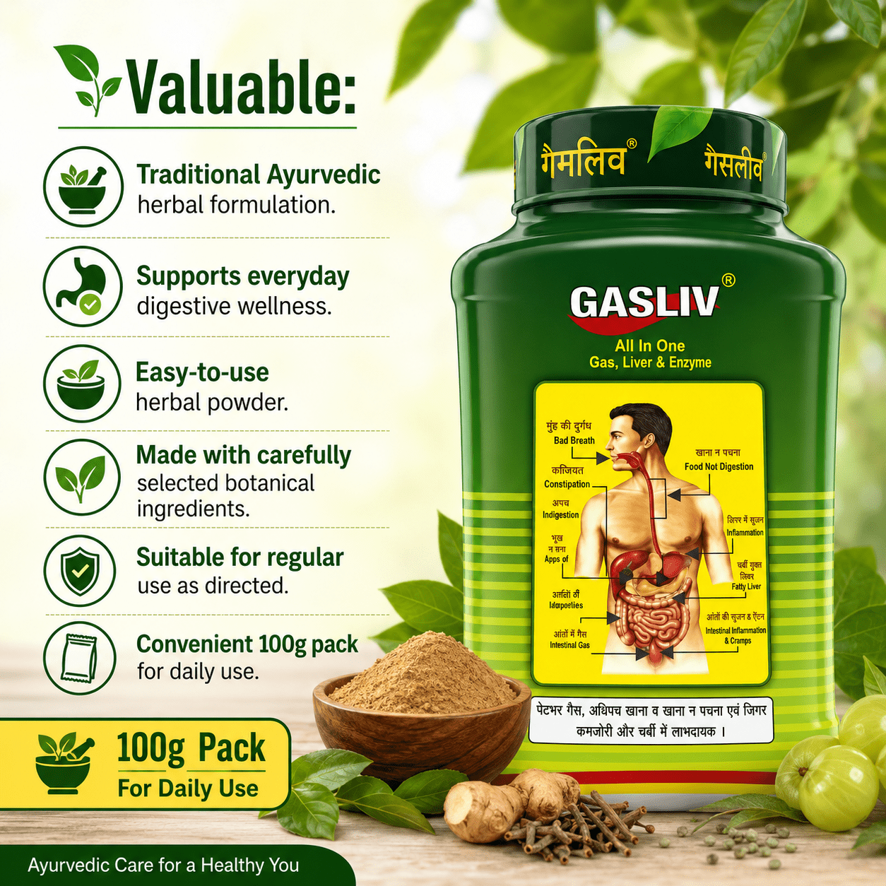 Gasliv Churna 100g (Pack 2) - HEALTH AIM PHARMACY