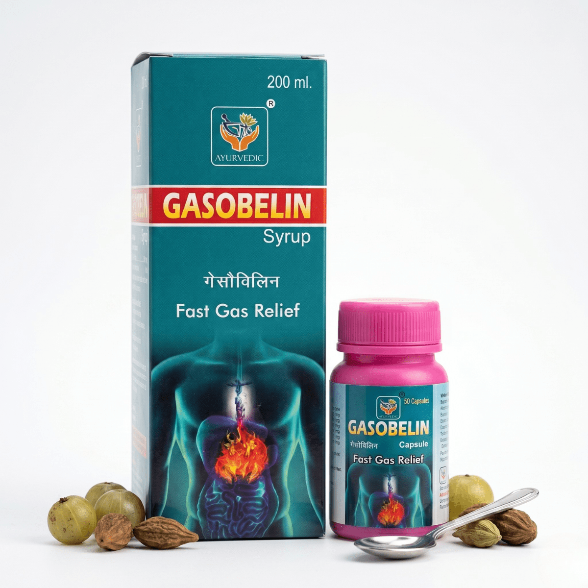 GASOBELIN SYRUP & CAPSULE | 200ML + 50Cap | Pack of 2 - HEALTH AIM PHARMACY