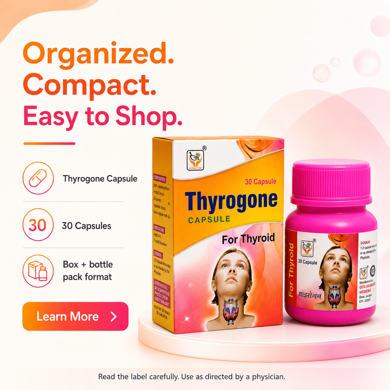 Gita Ayurvedic Thyrogone Capsules | Herbal Wellness Supplement | Pack Of 3 - HEALTH AIM PHARMACY