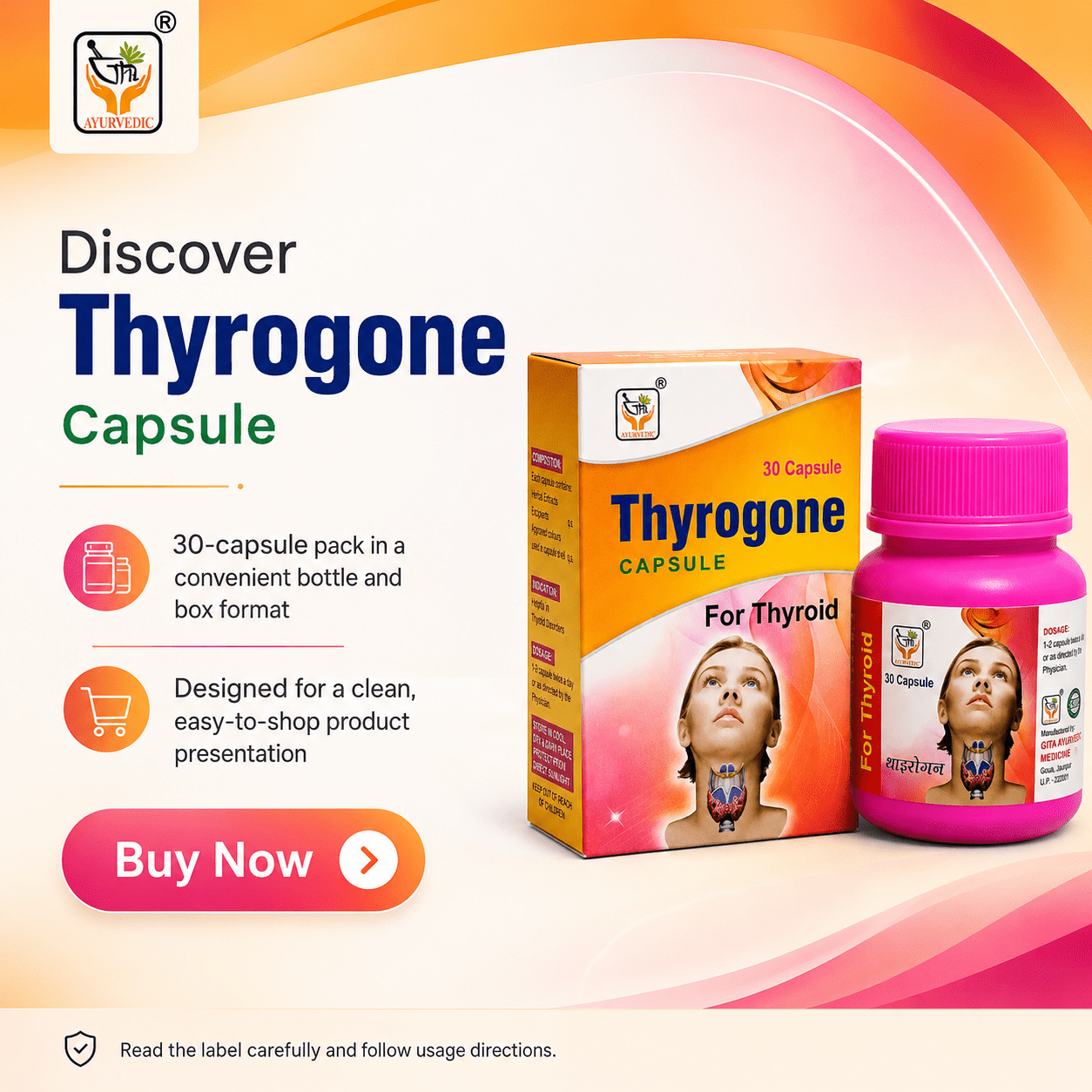 Gita Ayurvedic Thyrogone Capsules | Herbal Wellness Supplement | Pack Of 3 - HEALTH AIM PHARMACY