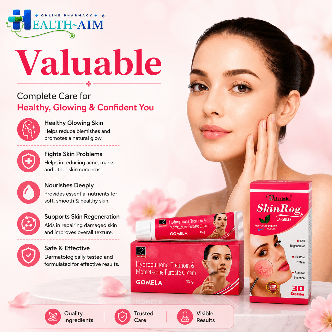 Gomela Skin Care Cream & SkinRog Capsule - HEALTH AIM PHARMACY