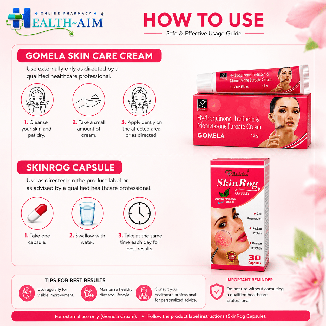 Gomela Skin Care Cream & SkinRog Capsule - HEALTH AIM PHARMACY