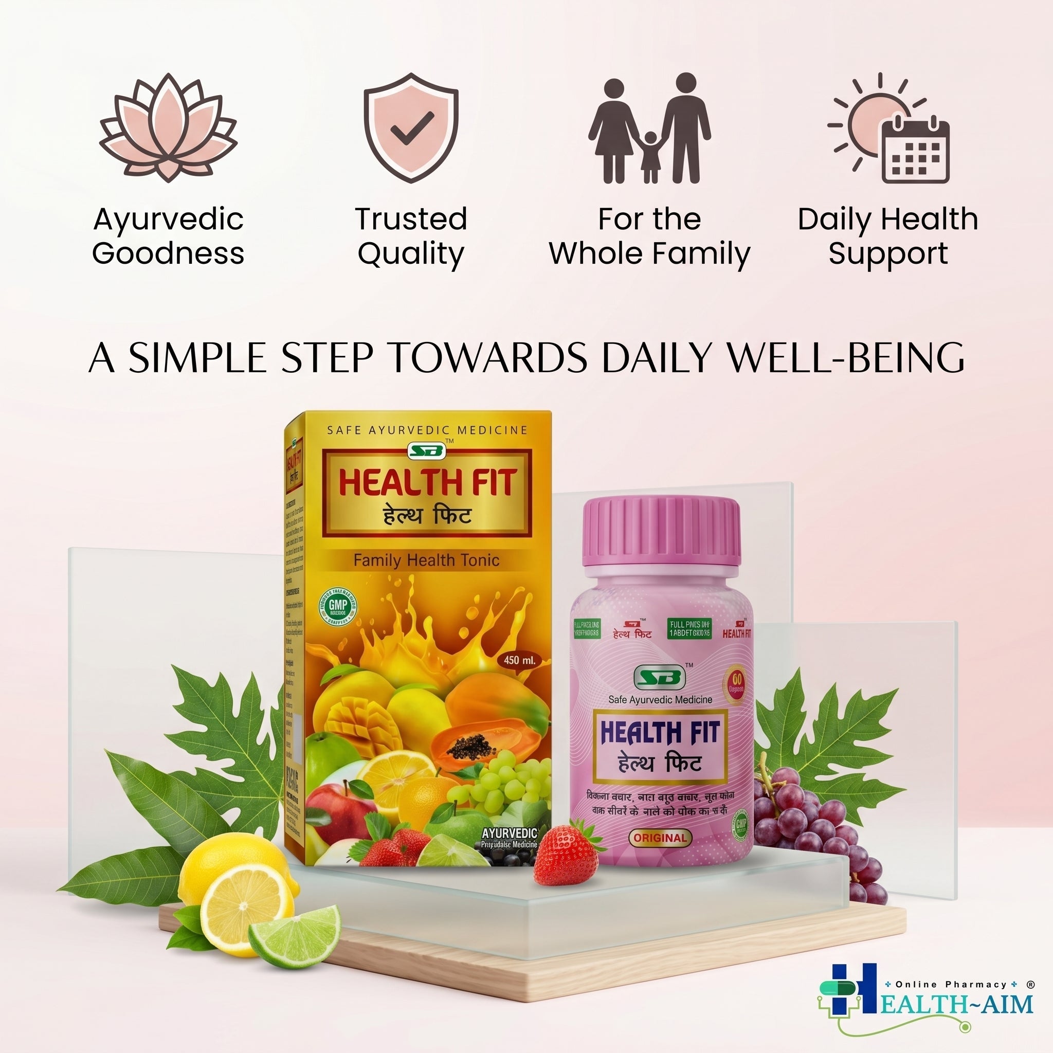 Health Fit Family Health Tonic & Capsules Combo | Ayurvedic Daily Wellness Supplement for Whole Family - HEALTH AIM PHARMACY