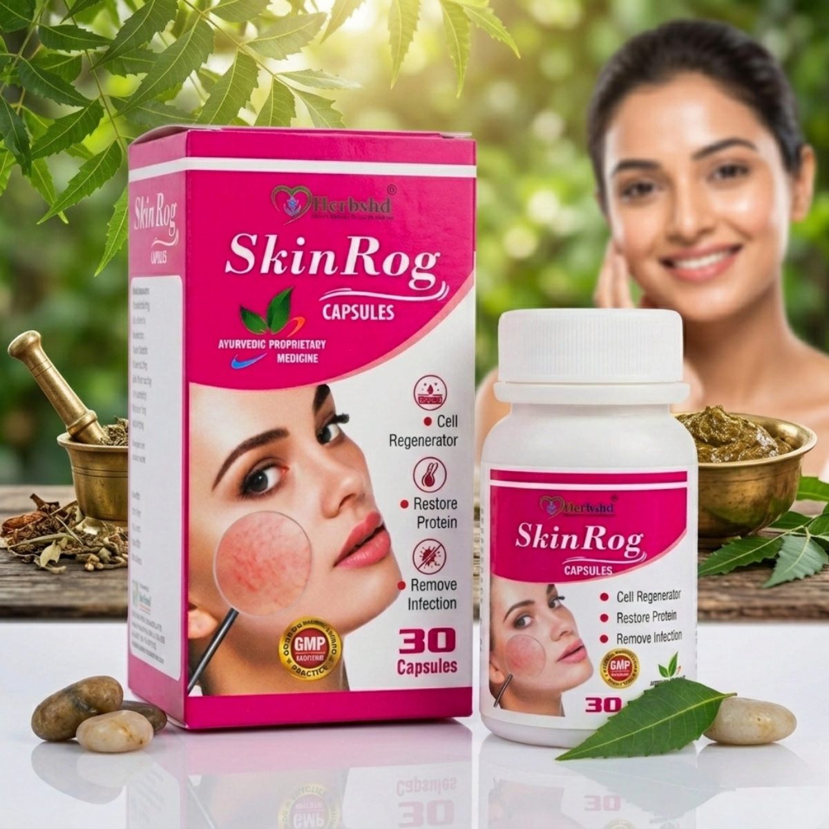 Herbal Blood Vigour Syrup + Ayurvedic SkinRog Capsule – Natural Blood Purifier for Clear Skin, Acne, Itching & Eczema | 200ml + 30Caps | Combo Pack - HEALTH AIM PHARMACY