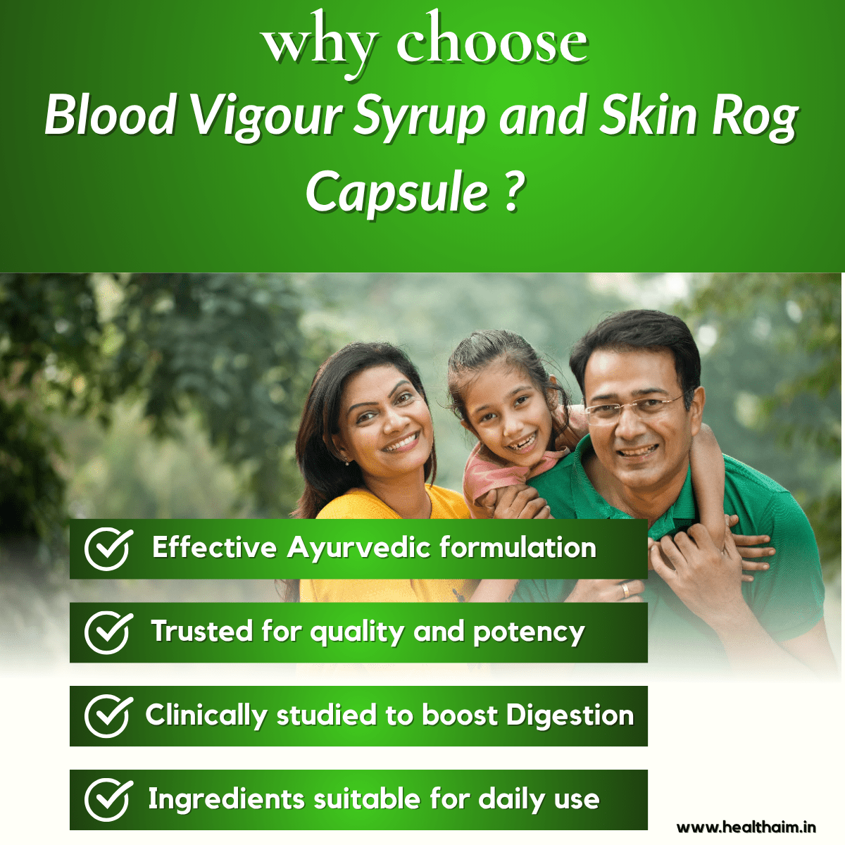 Herbal Blood Vigour Syrup + SkinRog Capsule Combo for Clear Skin & Blood Purifier | Health Aim Pharmacy