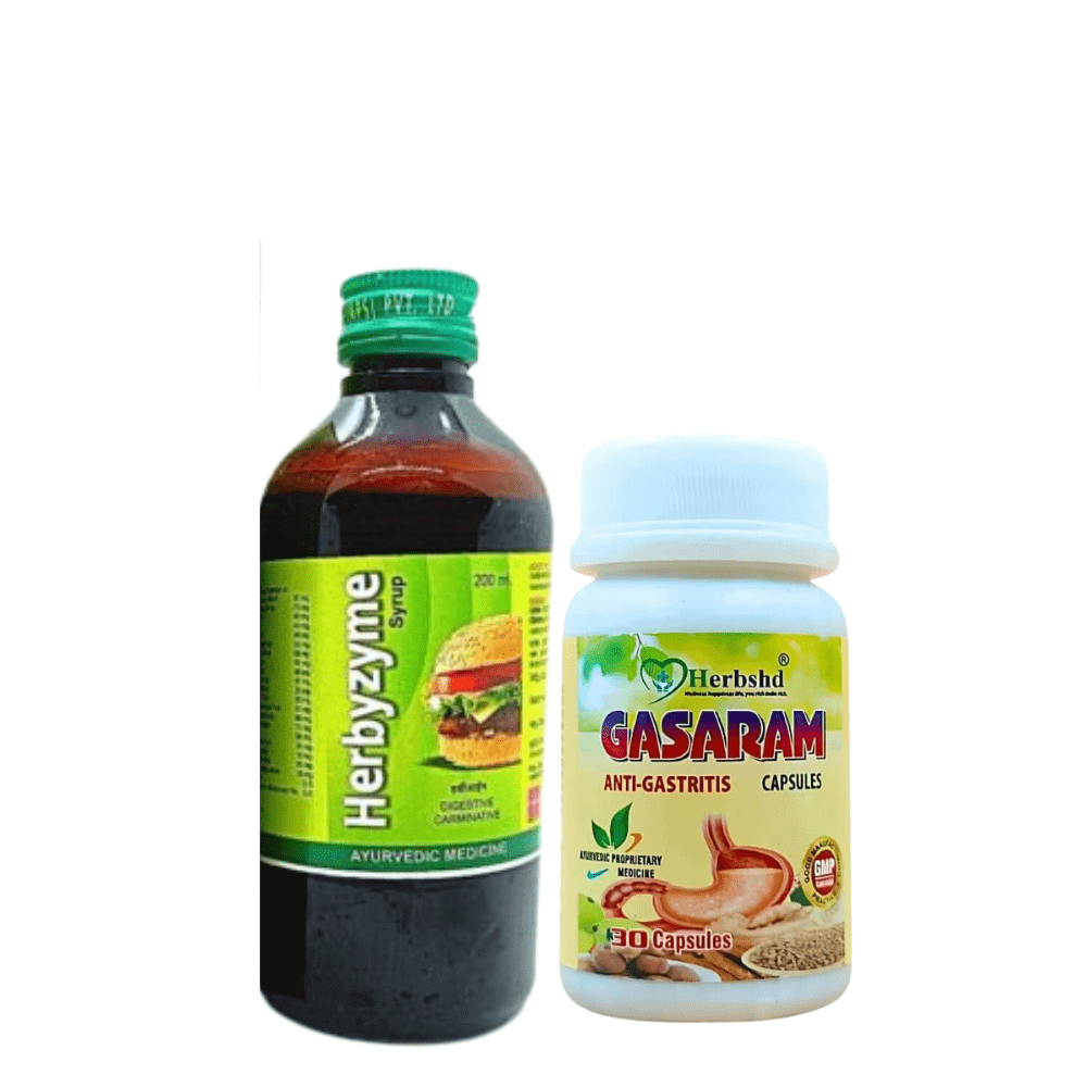 Herbals ( APS) Herbyzyme Syrup 200ml & Herbshed Gasram Anti - Gastritis capsule - HEALTH AIM PHARMACY