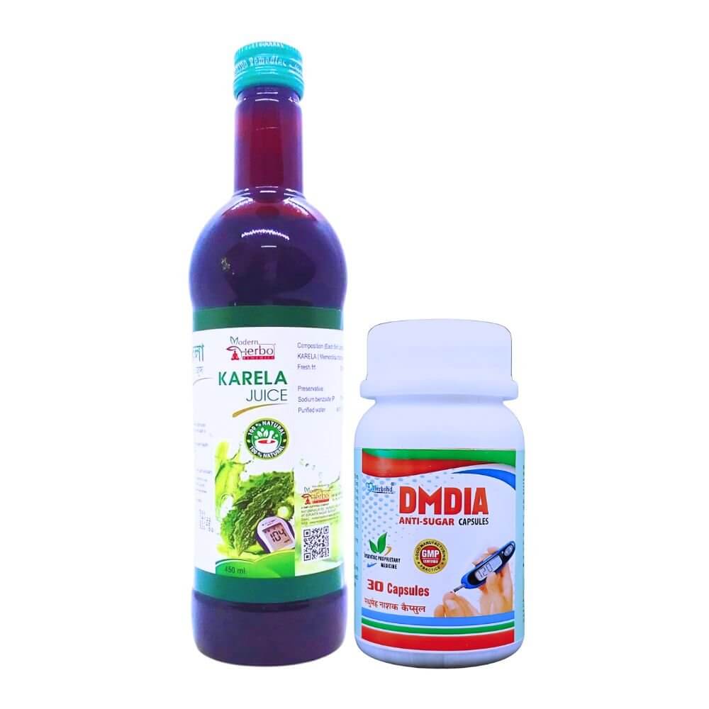 Herbshd Ayurvedic DMDIA Anti - sugar Capsule & Karela Juice Combo - HEALTH AIM PHARMACY