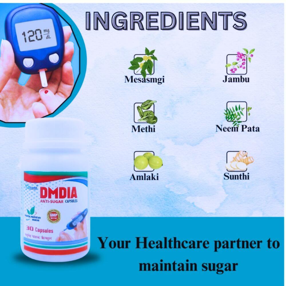 Herbshd Ayurvedic DMDIA Anti - sugar capsule & Sugar - T capsule combo - HEALTH AIM PHARMACY