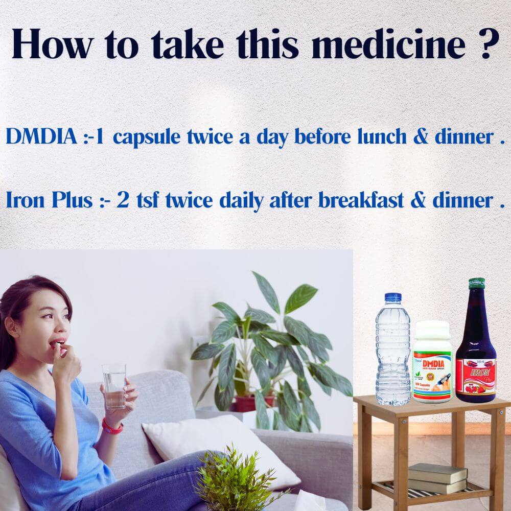 Herbshd Ayurvedic DMDIA Capsule & Iron Plus Tonic Combo - HEALTH AIM PHARMACY