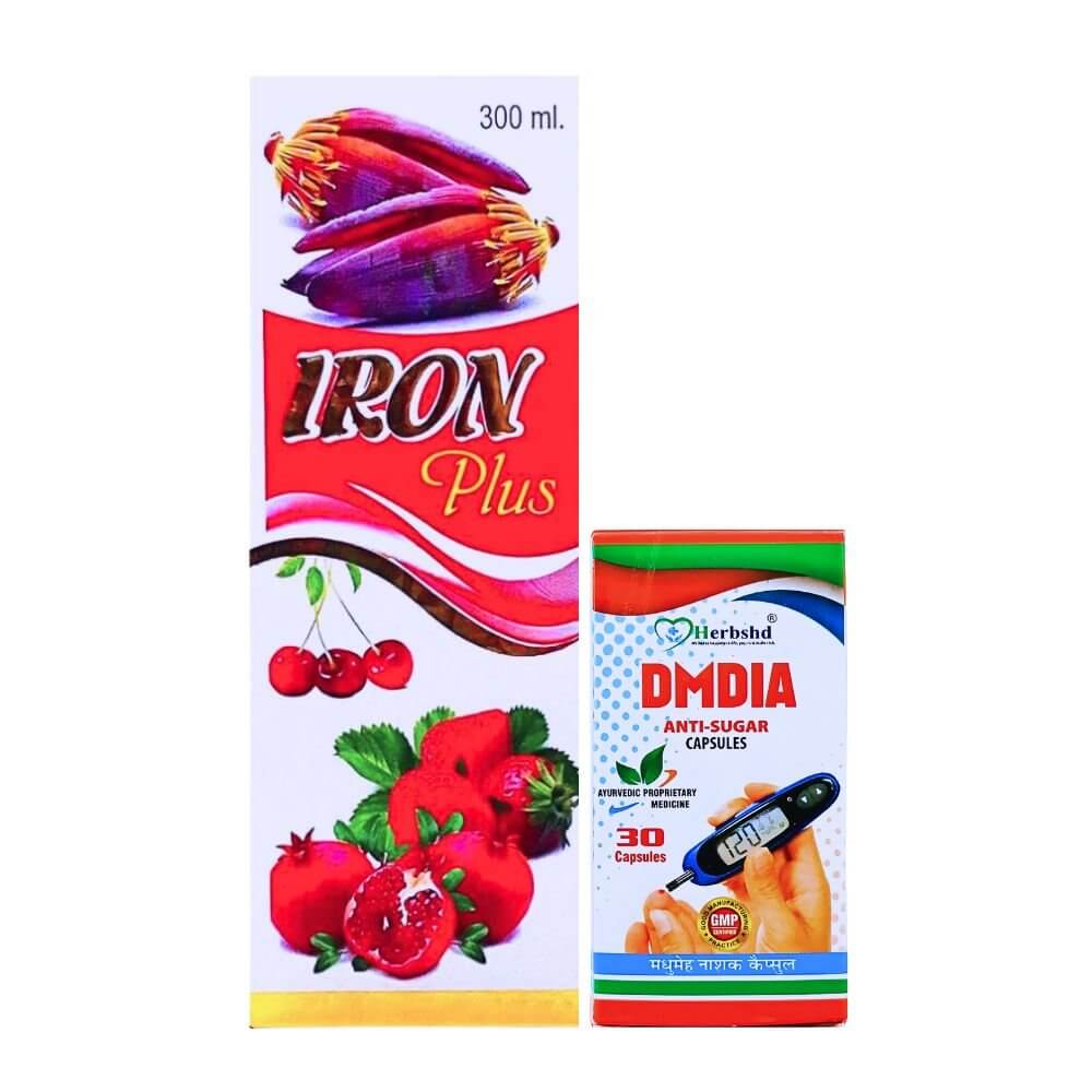Herbshd Ayurvedic DMDIA Capsule & Iron Plus Tonic Combo - HEALTH AIM PHARMACY
