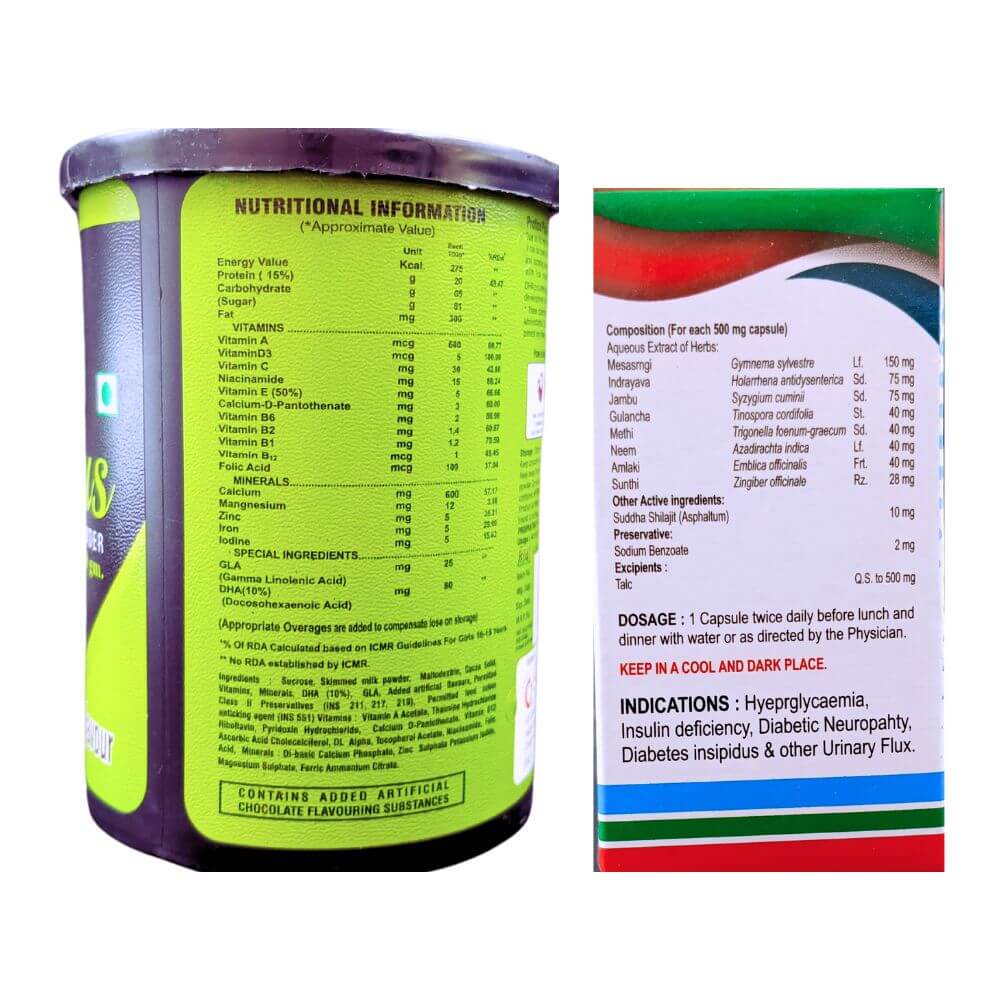 Herbshd Ayurvedic DMDIA Capsule & Protico Plus Protein Powder (combo pack) - HEALTH AIM PHARMACY