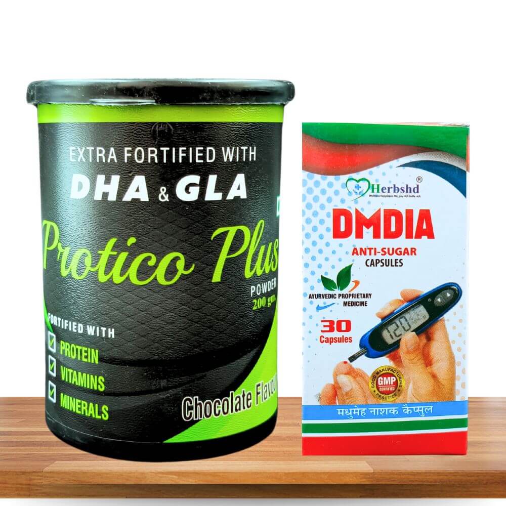 Herbshd Ayurvedic DMDIA Capsule & Protico Plus Protein Powder (combo pack) - HEALTH AIM PHARMACY