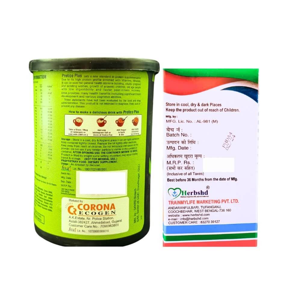 Herbshd Ayurvedic DMDIA Capsule & Protico Plus Protein Powder (combo pack) - HEALTH AIM PHARMACY