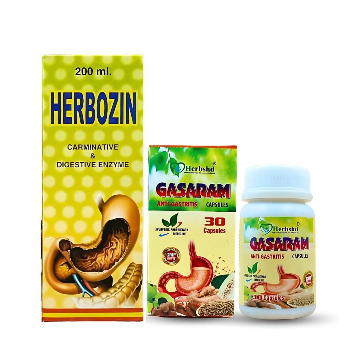 Herbshd Ayurvedic Gasaram Capsule & Ayurvedic Herbozin Syrup (combo pack ) - HEALTH AIM PHARMACY
