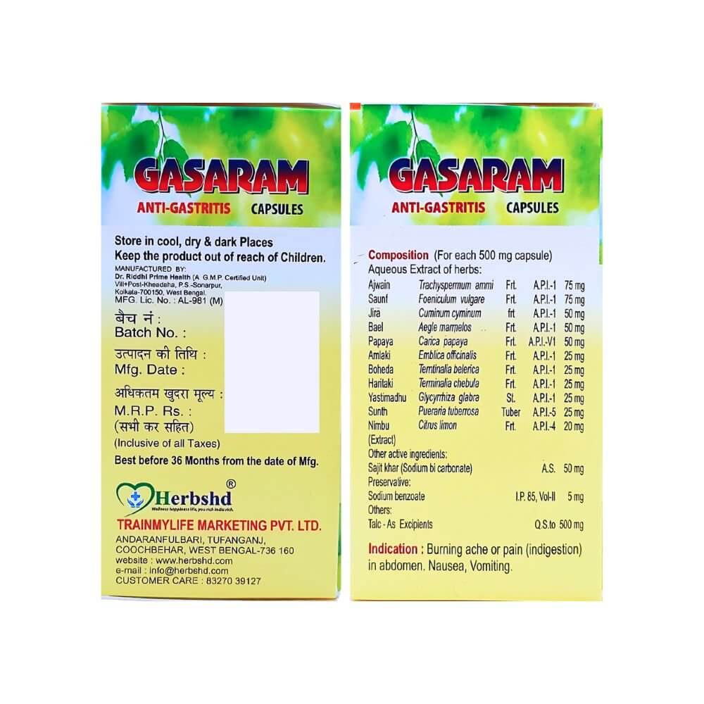 Herbshd Ayurvedic Gasaram Capsule & Gaskure Syrup combo - HEALTH AIM PHARMACY