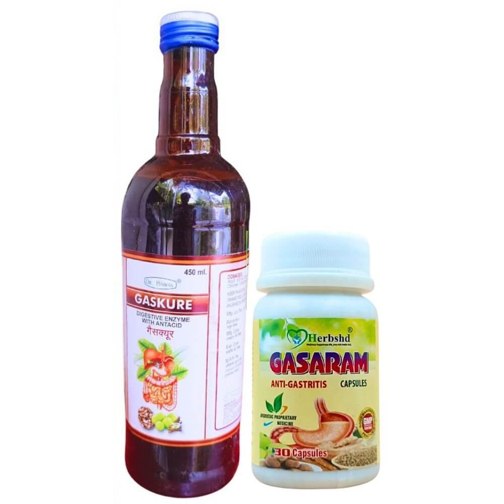 Herbshd Ayurvedic Gasaram Capsule & Gaskure Syrup combo - HEALTH AIM PHARMACY