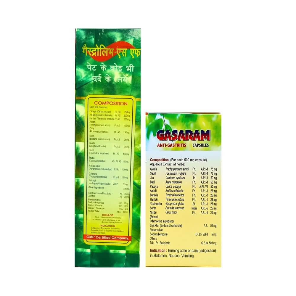 Herbshd Ayurvedic Gasaram Capsule & Gasliv - SF Tonic (combo) - HEALTH AIM PHARMACY