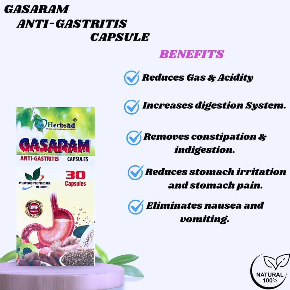 Herbshd Ayurvedic Gasaram Capsule & Go Gas Powder combo - HEALTH AIM PHARMACY
