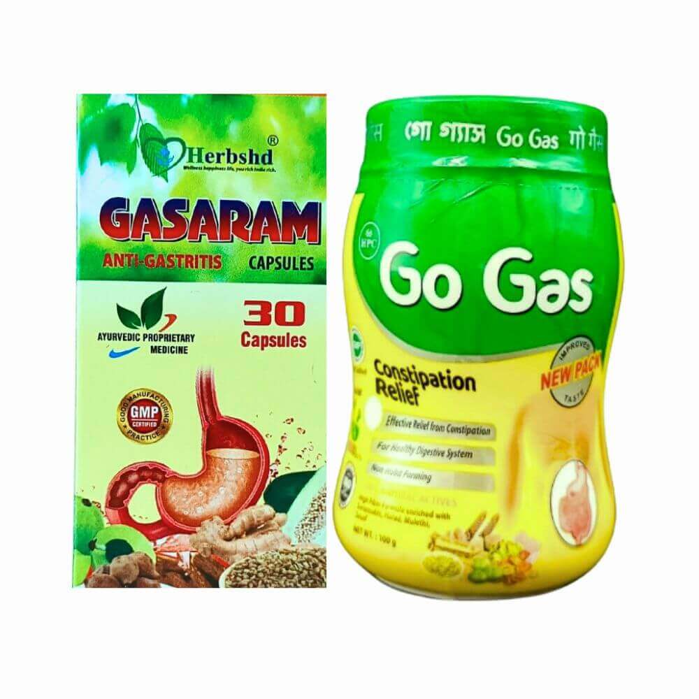 Herbshd Ayurvedic Gasaram Capsule & Go Gas Powder combo - HEALTH AIM PHARMACY