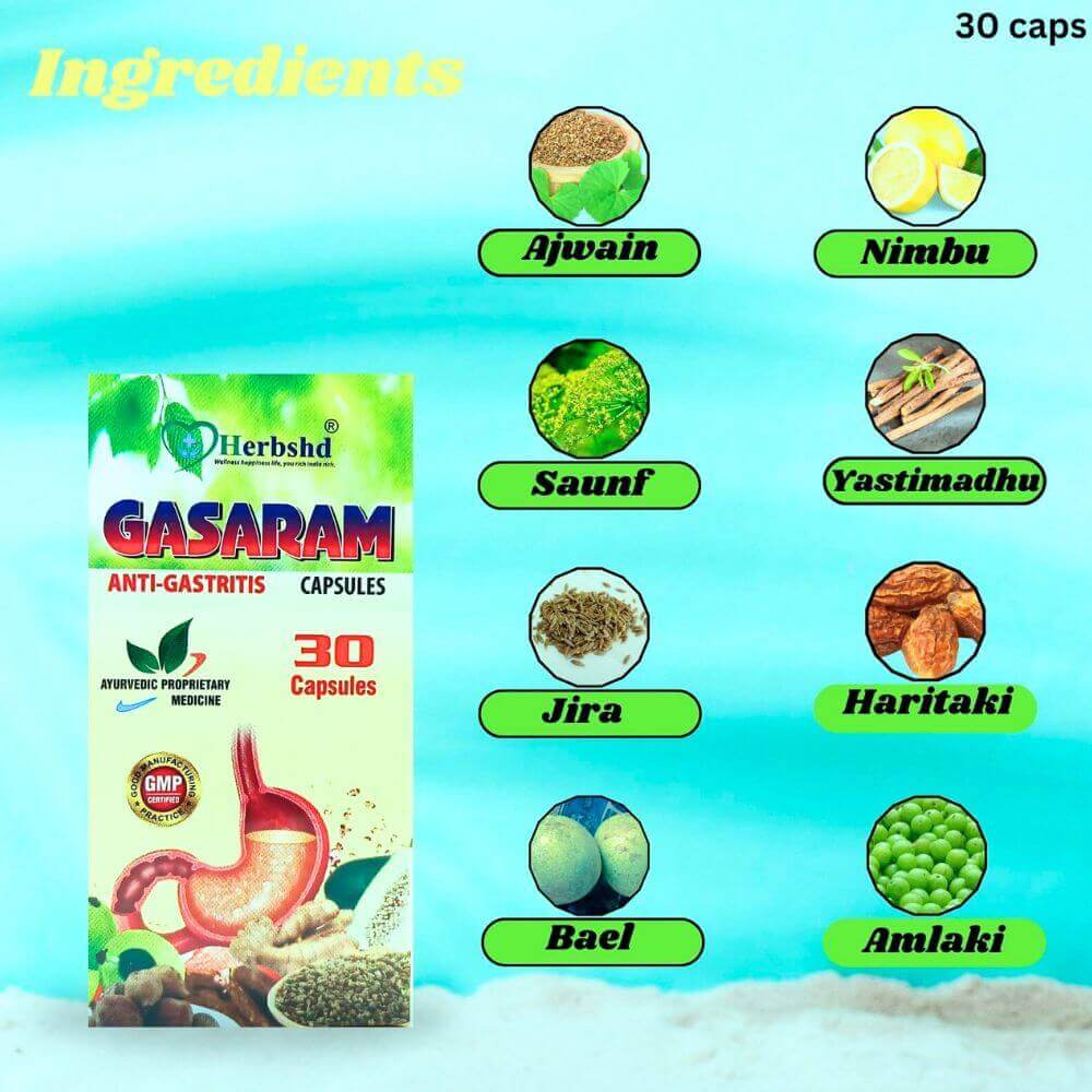 Herbshd Ayurvedic Gasaram Capsule & Go Gas Powder combo - HEALTH AIM PHARMACY