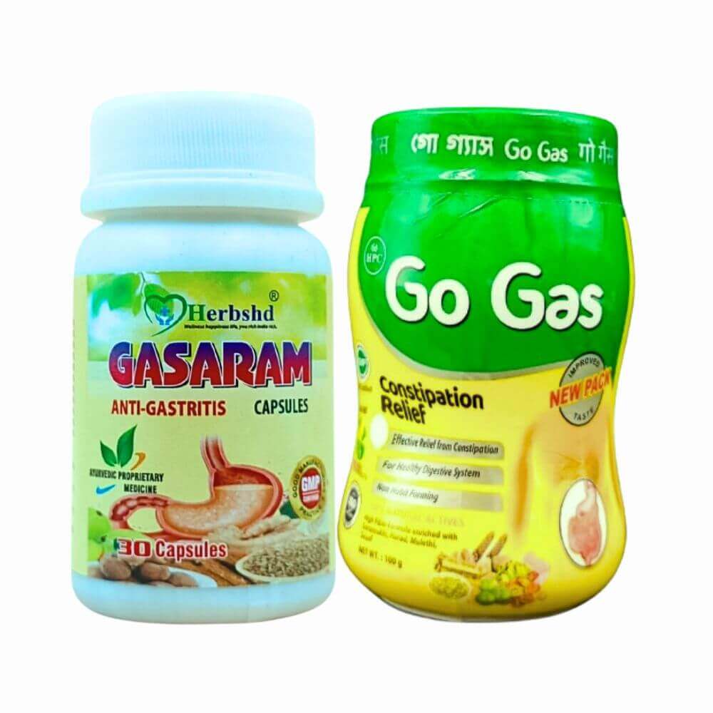 Herbshd Ayurvedic Gasaram Capsule & Go Gas Powder combo - HEALTH AIM PHARMACY