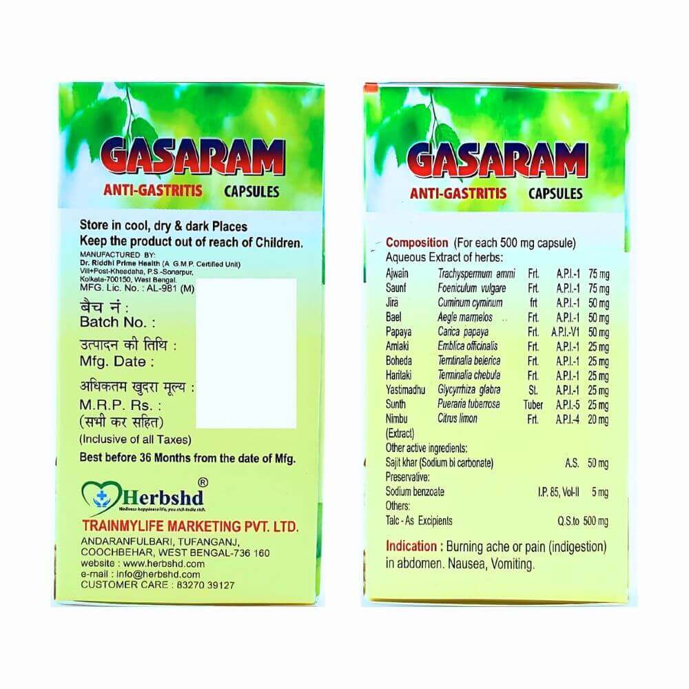 Herbshd Ayurvedic Gasaram Capsule & Go Gas Powder combo - HEALTH AIM PHARMACY