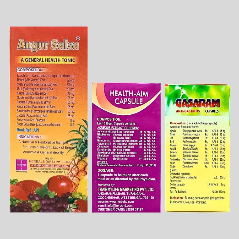 Herbshd Ayurvedic Gasaram Capsule & Health Aim Capsule & Angur Salsa (combo) - HEALTH AIM PHARMACY