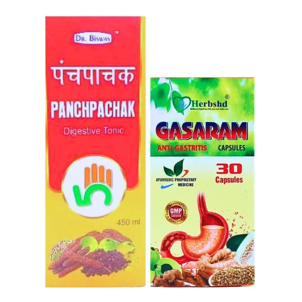 Herbshd Ayurvedic Gasaram capsule & Panchpachak Digestive Tonic Combo - HEALTH AIM PHARMACY