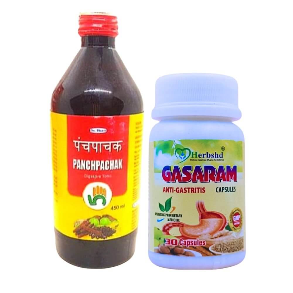 Herbshd Ayurvedic Gasaram capsule & Panchpachak Digestive Tonic Combo - HEALTH AIM PHARMACY