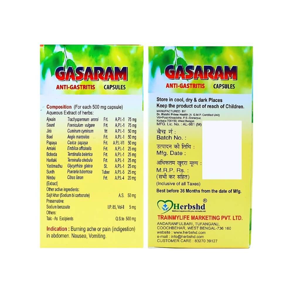 Herbshd Ayurvedic Gasaram capsule & Panchpachak Digestive Tonic Combo - HEALTH AIM PHARMACY