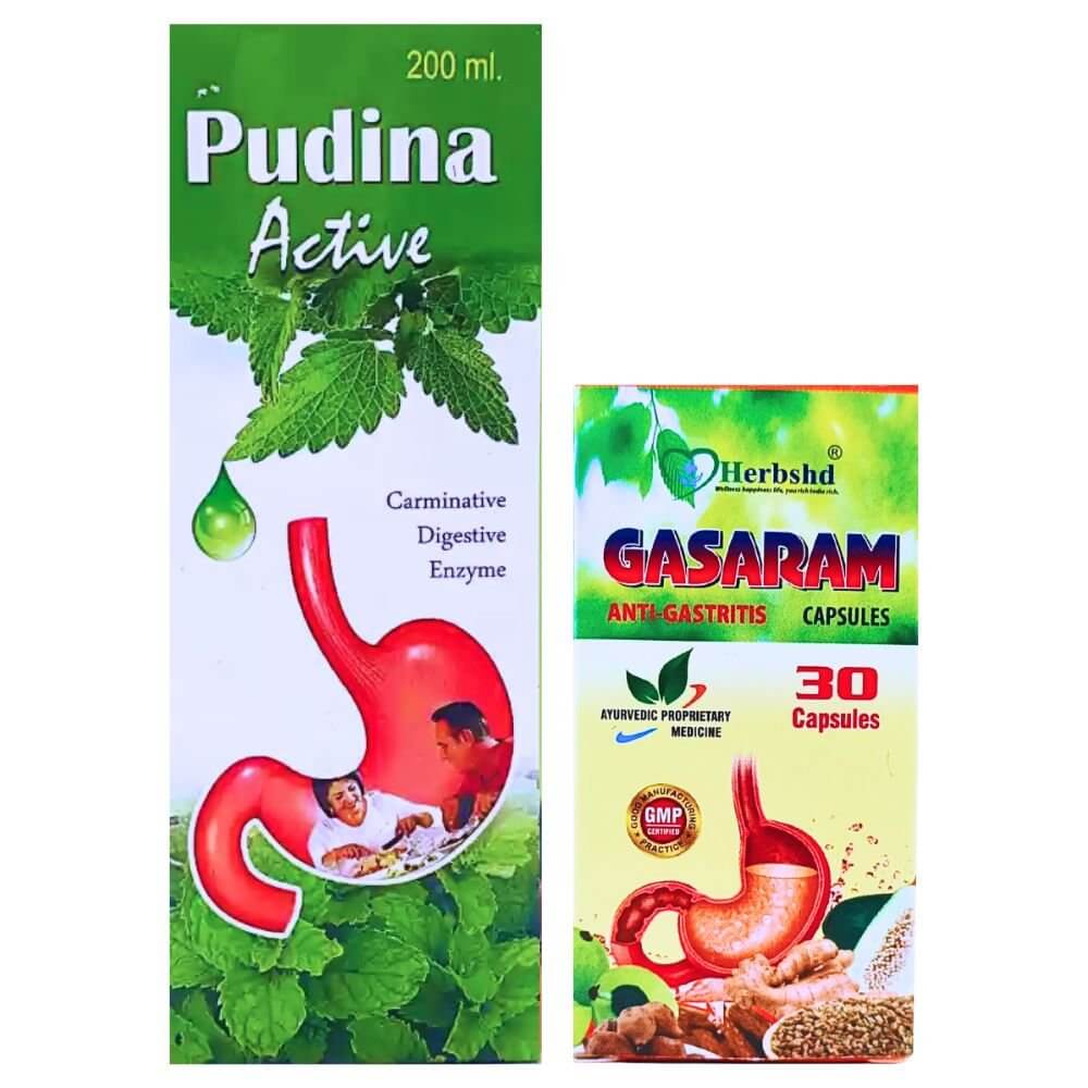 Herbshd Ayurvedic Gasaram Capsule & Pudina Active syrup combo - HEALTH AIM PHARMACY