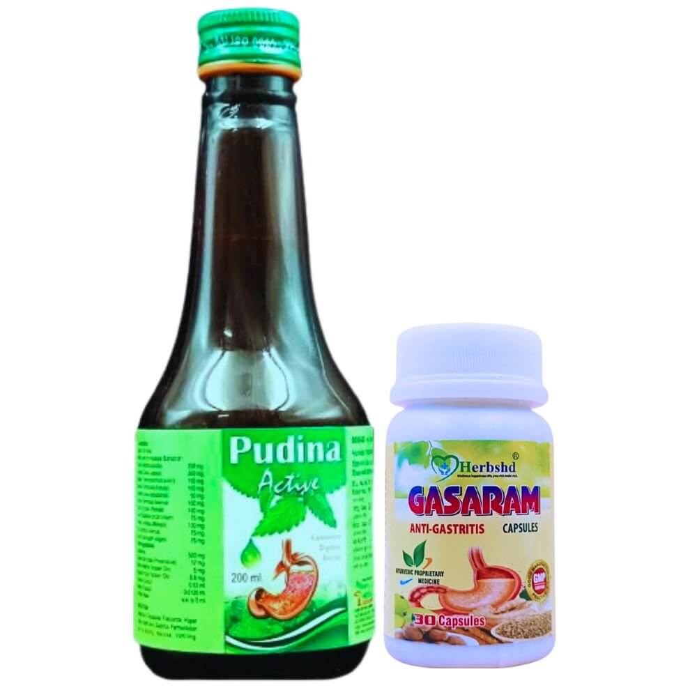 Herbshd Ayurvedic Gasaram Capsule & Pudina Active syrup combo - HEALTH AIM PHARMACY