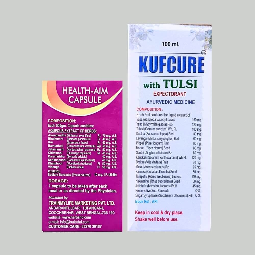 Herbshd Ayurvedic Health Aim Capsule & Kufcure Syrup - 500 ml (combo pack) - HEALTH AIM PHARMACY