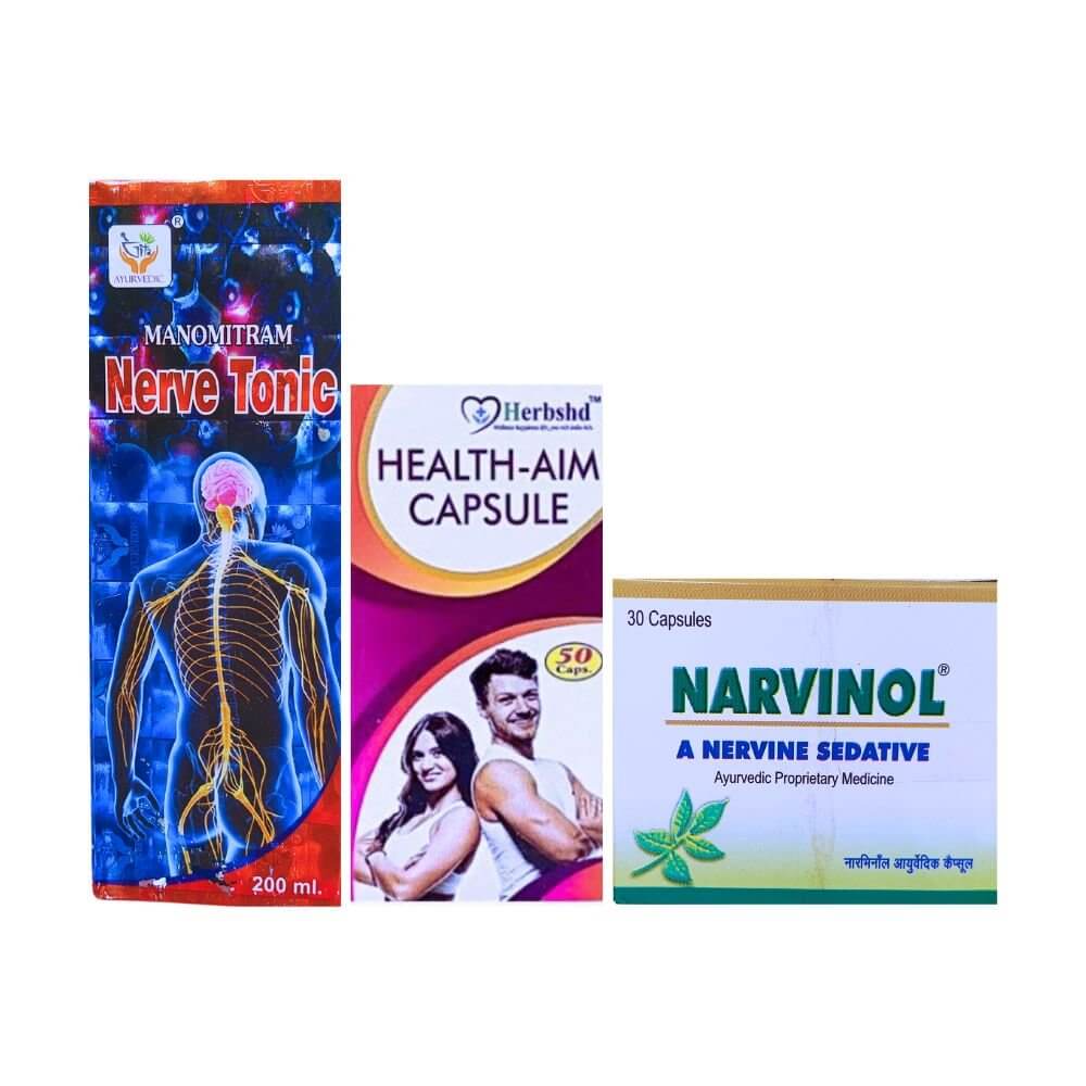 Herbshd Ayurvedic Health Aim Capsule & Nerve Tonic & Narvinol Capsule (Combo pack) - HEALTH AIM PHARMACY