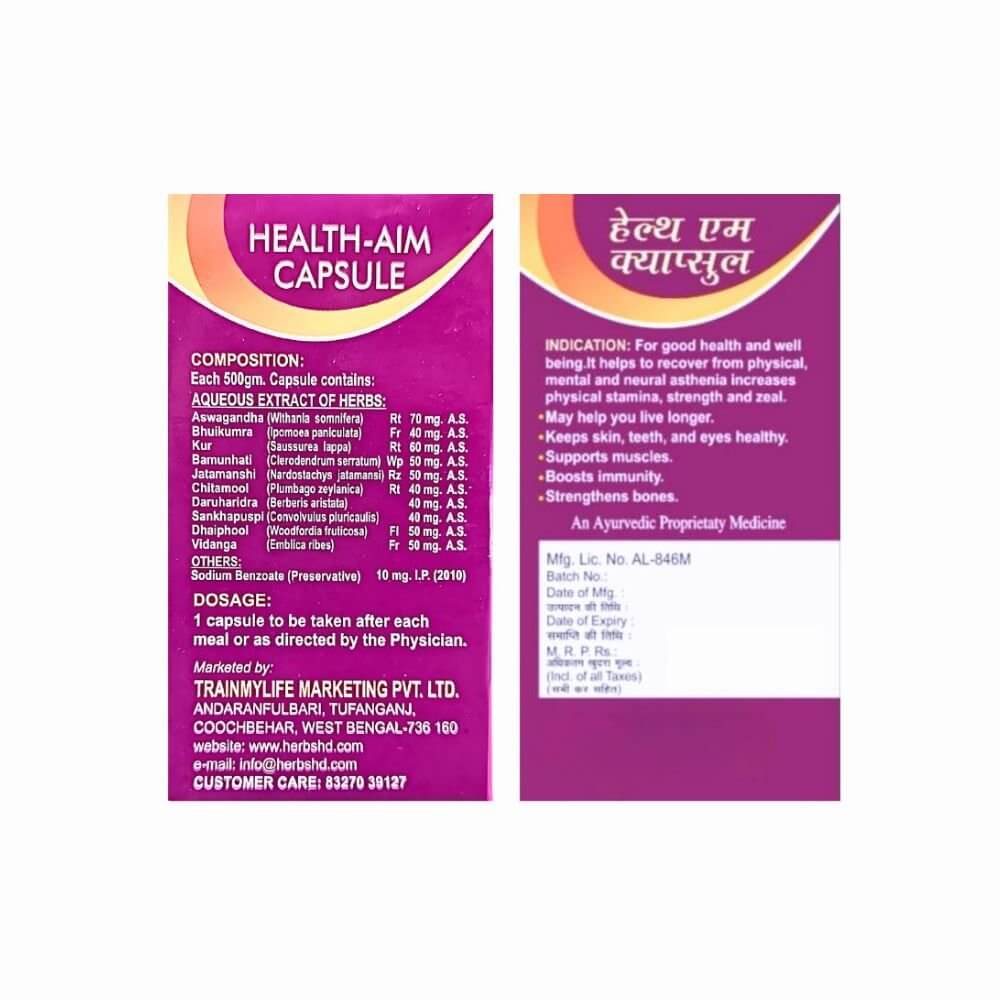 Herbshd Ayurvedic Health Aim Capsule & Xtra Zosh Capsule + Zosh Oil (combo) - HEALTH AIM PHARMACY