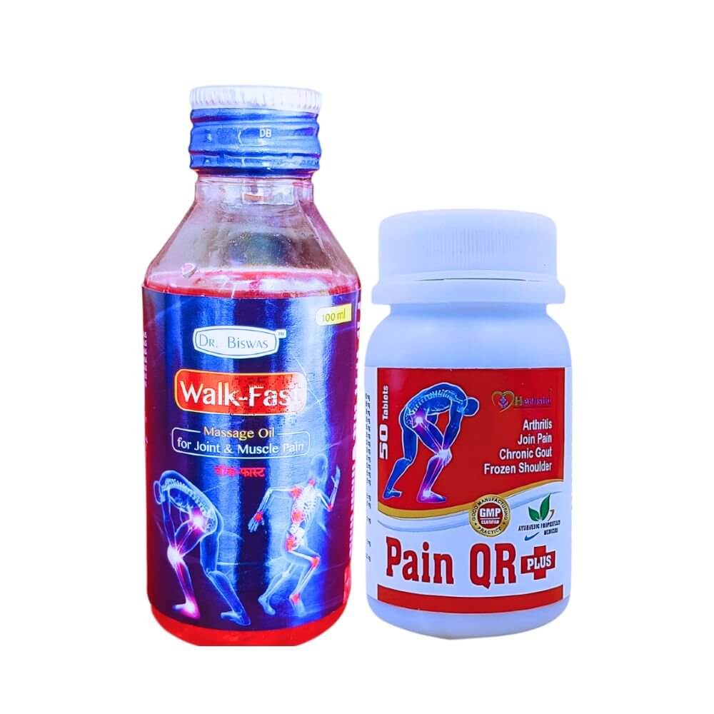 Herbshd Ayurvedic Pain QR Plus Capsule & Walk - Fast Massage Oil combo - HEALTH AIM PHARMACY